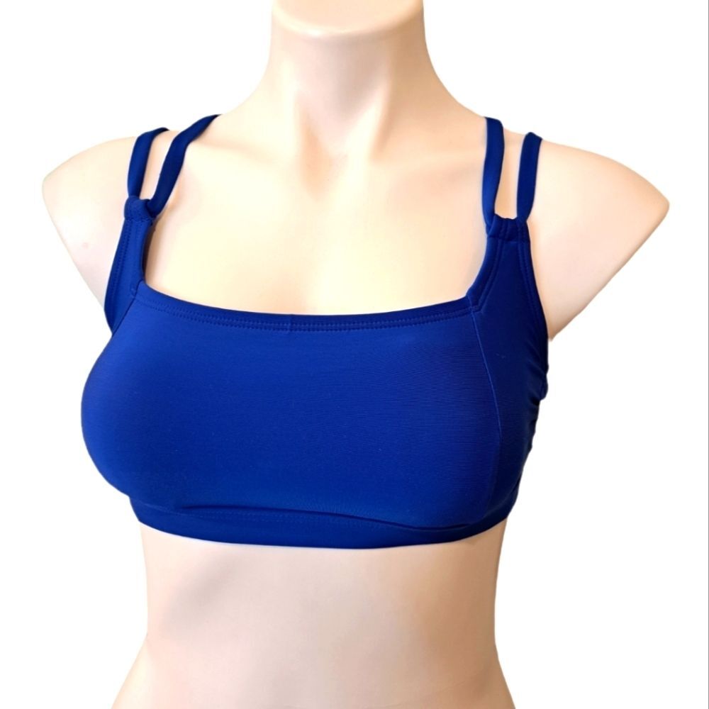 All In Motion Criss Cross Coastal Blue Bikini Top Size: 4-6 Sold Color